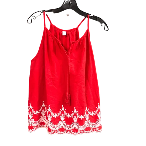 Top Sleeveless By Old Navy In Red & White, Size: M