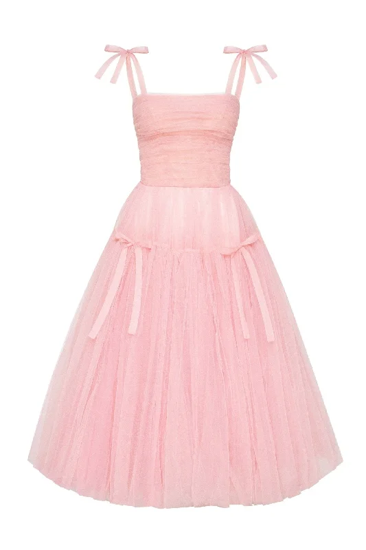 Pink tie-straps tulle dress