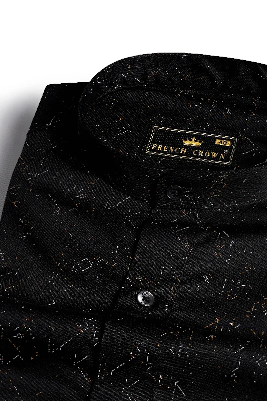 Jade Black Printed Twill Premium Cotton Shirt